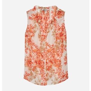 Bobeau Angelea Split Neck Coral Blouse Sheer and Flowy